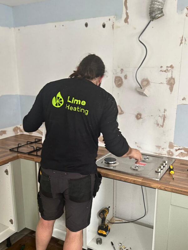 Milton Keynes plumber and Gas Safe engineer installing a gas hob