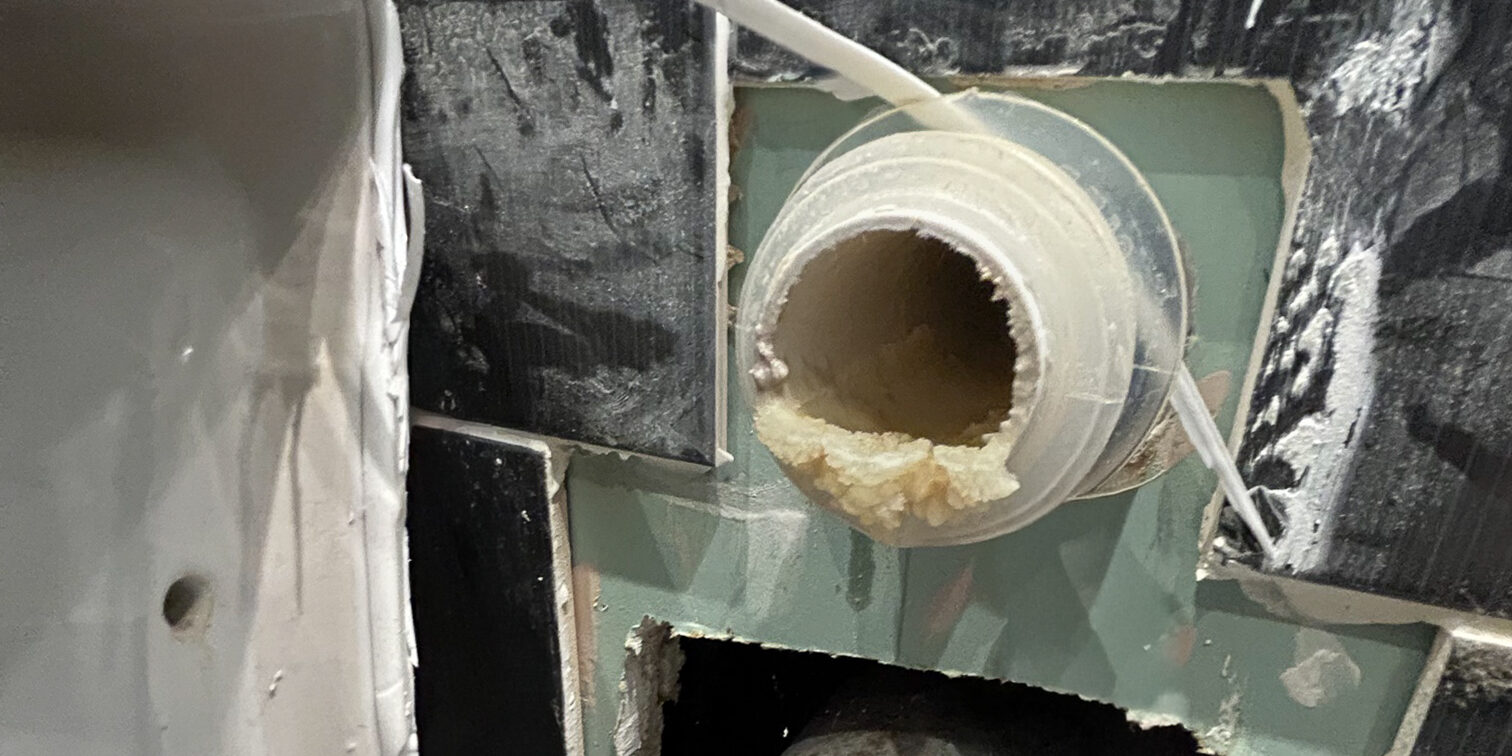 Limescale build up in Milton Keynes toilet which was repaired by the plumbers at Lime Heating