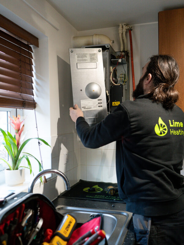 Removing an old gas boiler prior to a new installation by Lime Heating