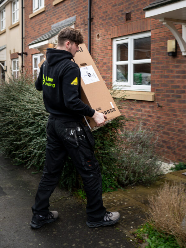 Carrying a new boiler into a property for a boiler replacemeent